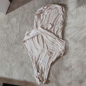 Motherhood Maternity Size L Beige/Glitter Stripe Hooded Shirt